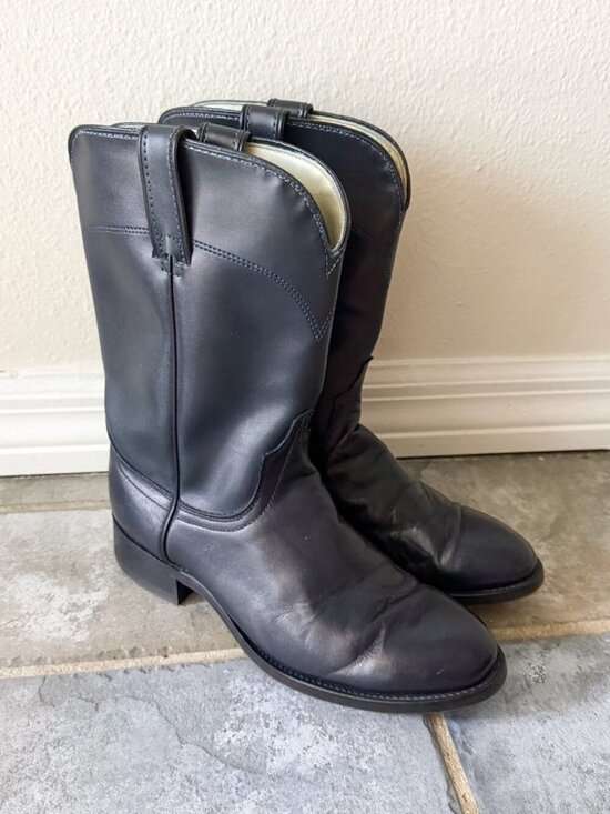 Laredo Navy Blue Leather Western Cowboy Boots Mens 7D Pull On Classic main image 2